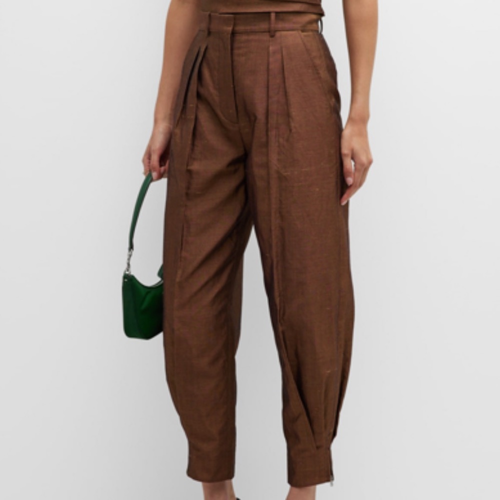 Tory Burch Runway Copper Brown Linen Shantung Pants